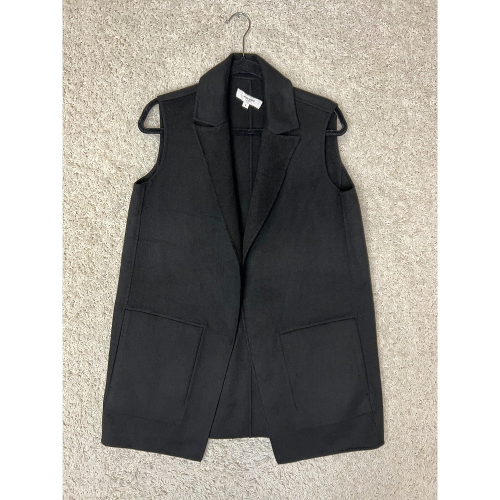 Victor Alfaro Vest Womens Small Black Open Pockets Chic City Wool Blend
